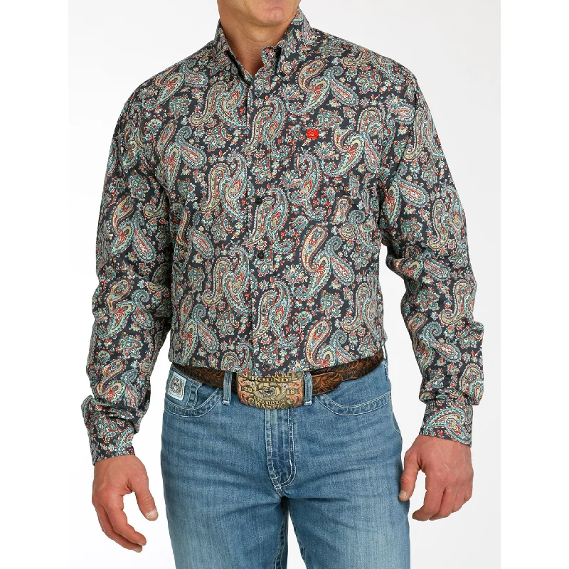 Western - style men's boots with intricate tooling and stitchingCinch Men's Charcoal Paisley Long Sleeve Western - style men's boots with intricate tooling and stitchingCinch Men's Charcoal Paisley Long Sleeve