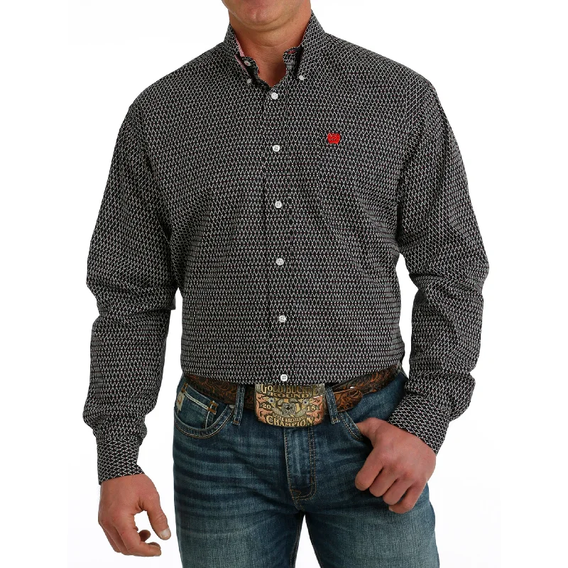 Men's western boots with a silver - toned hardware and accentsCinch Men's Black Print Long Sleeve Men's western boots with a silver - toned hardware and accentsCinch Men's Black Print Long Sleeve