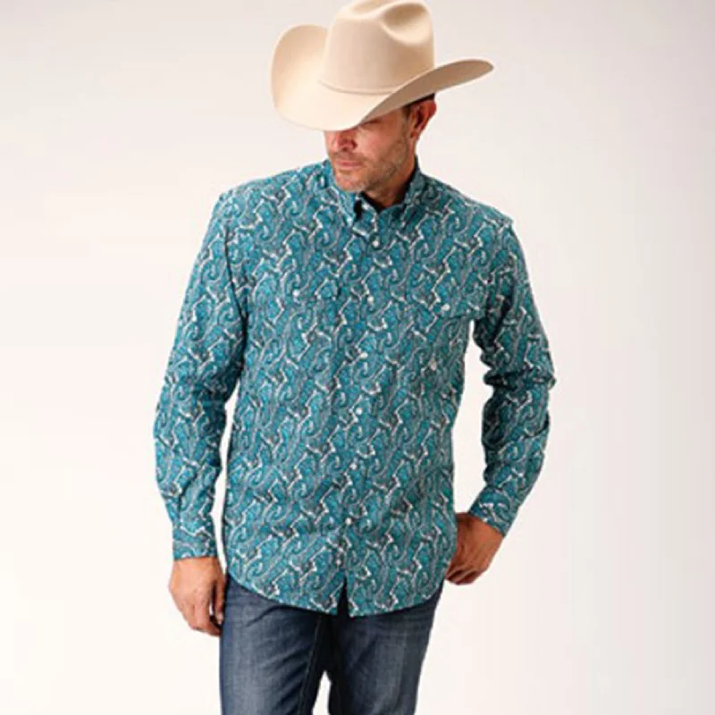 Men's western boots with a traditional western boot silhouette and a polished shineRoper Men's Turquoise Paisley Long Sleeve Men's western boots with a traditional western boot silhouette and a polished shineRoper Men's Turquoise Paisley Long Sleeve