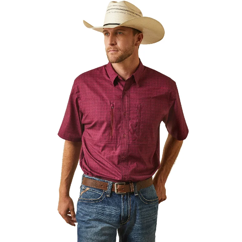 Men's western boots with a high - heeled design and a pointed toeAriat Men's Dark Redwood VentTEK Classic Shirt Men's western boots with a high - heeled design and a pointed toeAriat Men's Dark Redwood VentTEK Classic Shirt