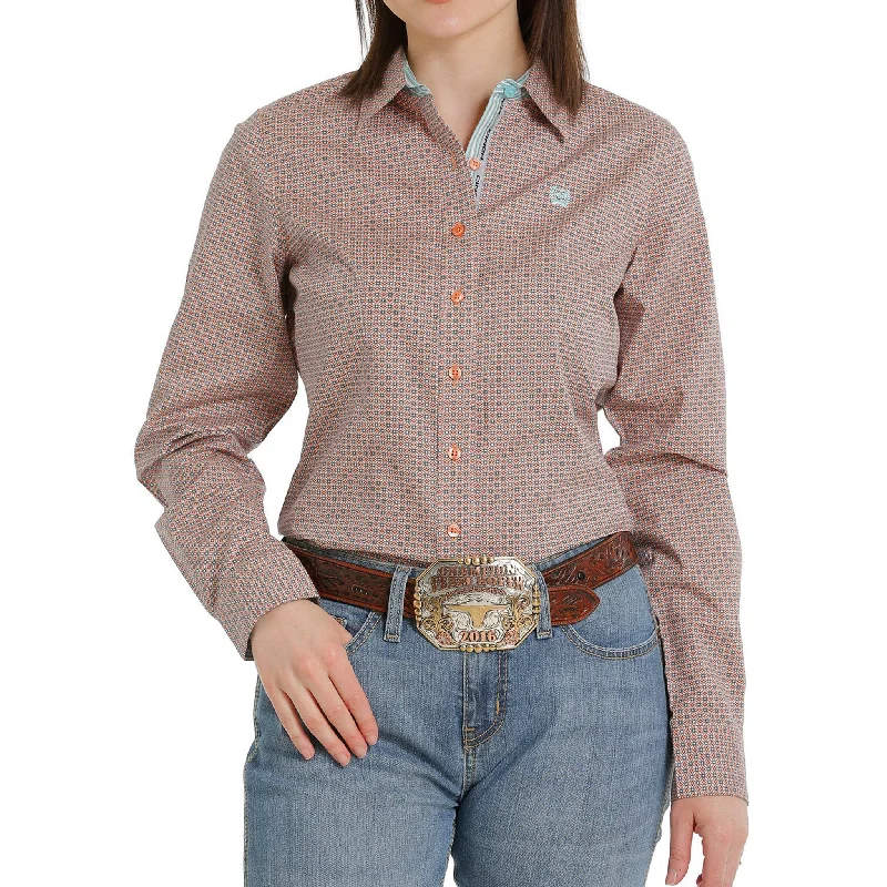 Men's western boots with a distressed leather finish for a rugged lookCinch Women's Light Blue and Coral Shirt