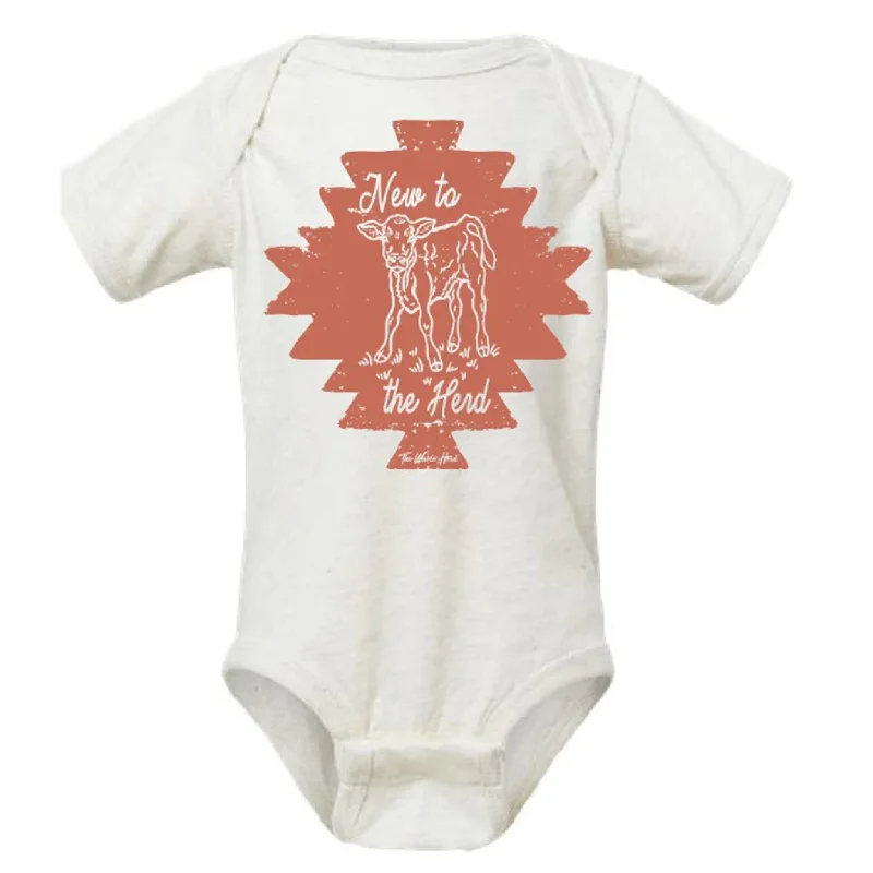 Men's western boots with a leather lining and a padded insoleThe Whole Herd Infant New To Herd Aztec Onesie