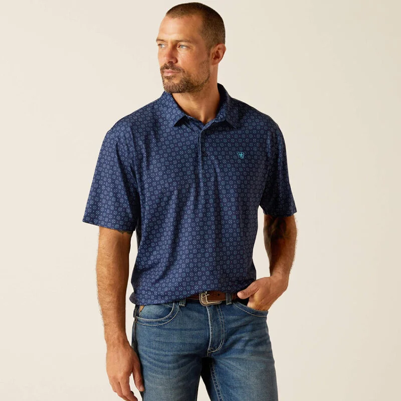 Men's western boots with a traditional western boot silhouette and a polished shineAriat Men's Navy Geo Print 360 Airflow Polo Men's western boots with a traditional western boot silhouette and a polished shineAriat Men's Navy Geo Print 360 Airflow Polo