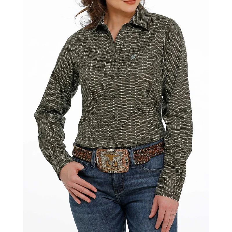 Vintage - style men's western boots with a square toe and spur ledgeCinch Women's Olive With Light Turquoise Dot-Stripe Long Sleeve Vintage - style men's western boots with a square toe and spur ledgeCinch Women's Olive With Light Turquoise Dot-Stripe Long Sleeve