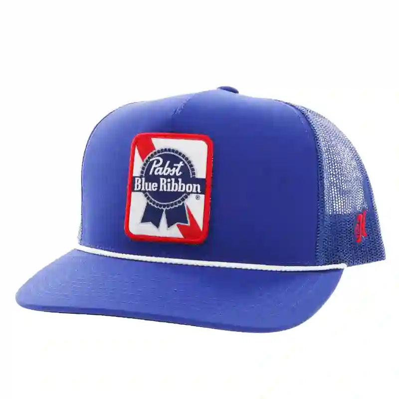 Men's western boots with a high - heeled design and a pointed toeHooey Blue Pabst Blue Ribbon Cap-Pabst Beer Patch Men's western boots with a high - heeled design and a pointed toeHooey Blue Pabst Blue Ribbon Cap-Pabst Beer Patch