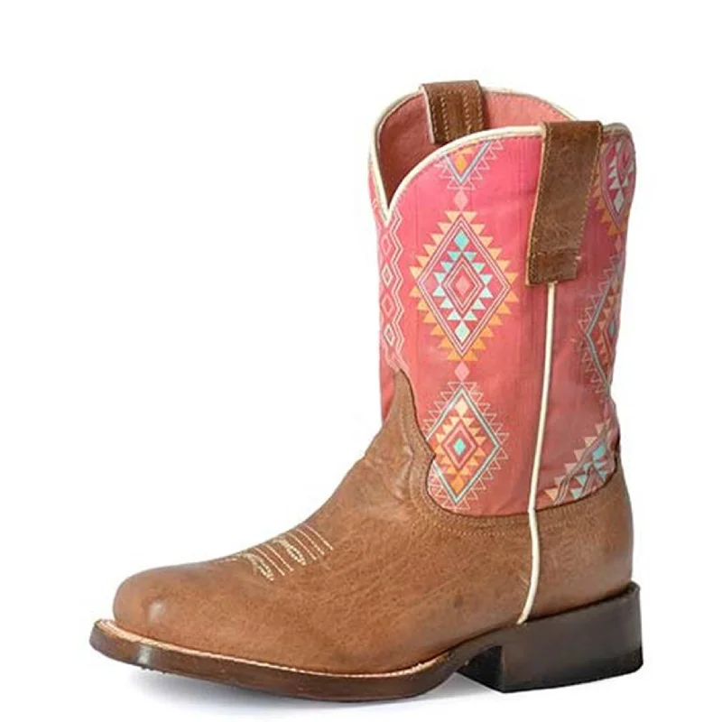 Men's western boots with a silver - toned hardware and accentsRoper Girls Pink/Tan Vintage Square Toe Boots Men's western boots with a silver - toned hardware and accentsRoper Girls Pink/Tan Vintage Square Toe Boots