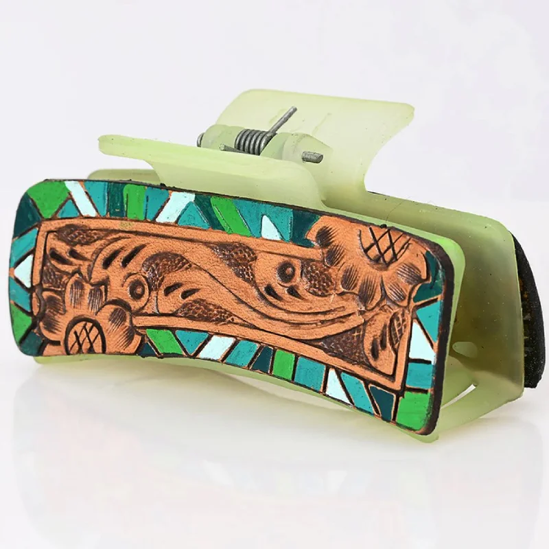 Men's western boots with a suede shaft and a leather soleAmerican Darling Painted Border Tooled Hairclip Men's western boots with a suede shaft and a leather soleAmerican Darling Painted Border Tooled Hairclip