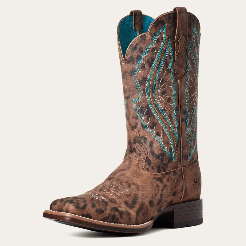 Men's western boots with a tooled leather design on the shaftAriat Women's Primetime Leopard Square Toe Western Boots Men's western boots with a tooled leather design on the shaftAriat Women's Primetime Leopard Square Toe Western Boots