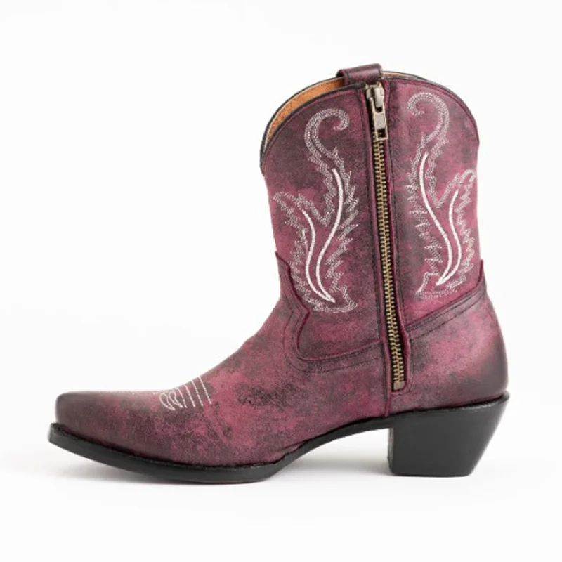 Vintage - style men's western boots with a square toe and spur ledgeFerrini Women's Purple Molly Bootie Vintage - style men's western boots with a square toe and spur ledgeFerrini Women's Purple Molly Bootie