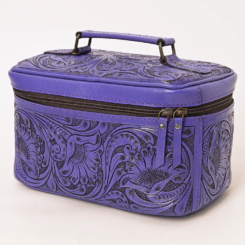 Men's western boots with a high - quality leather upper and a suede liningAmerican Darling Purple Tooled Leather Make-Up Tote Men's western boots with a high - quality leather upper and a suede liningAmerican Darling Purple Tooled Leather Make-Up Tote