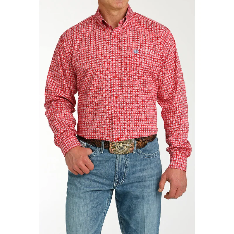 Men's western boots with a silver - toned hardware and accentsCinch Men's Red Geo Print Long Sleeve Men's western boots with a silver - toned hardware and accentsCinch Men's Red Geo Print Long Sleeve