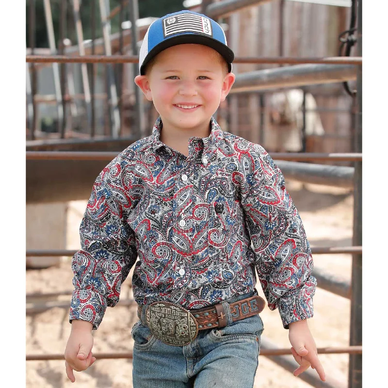 Men's western boots with a leather lining and a padded insoleCinch Boys Red & Blue Paisley Long Sleeve Men's western boots with a leather lining and a padded insoleCinch Boys Red & Blue Paisley Long Sleeve