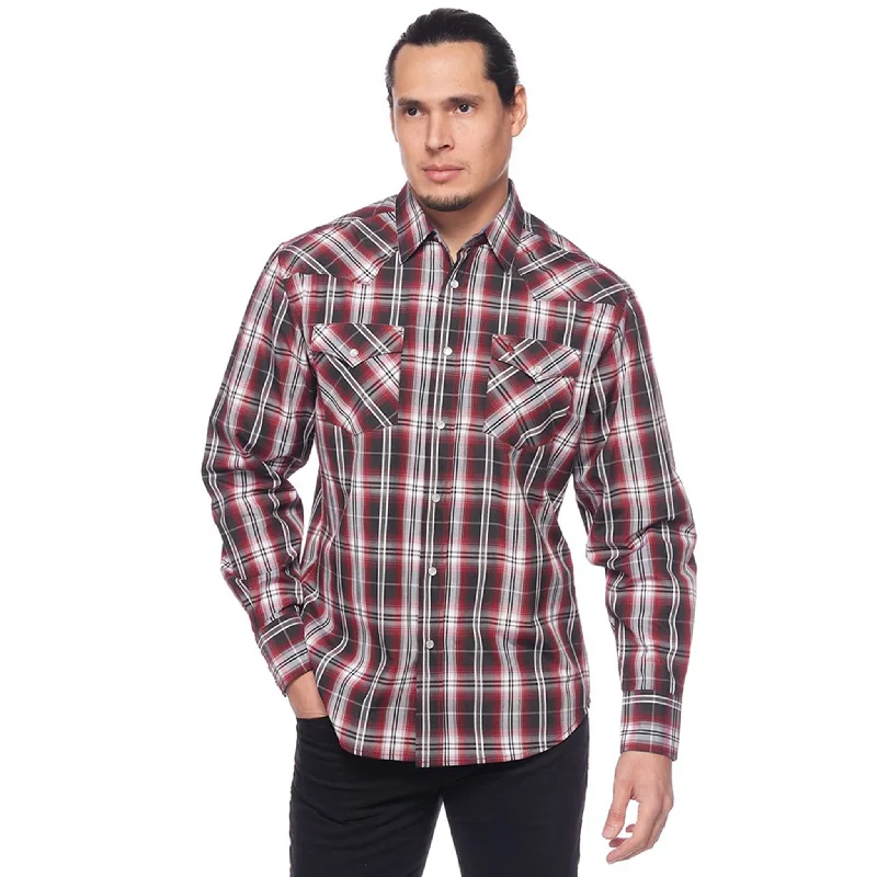 Western - style men's boots with intricate tooling and stitchingAvalon Men's Red/Grey/Black Plaid Long Sleeve Western - style men's boots with intricate tooling and stitchingAvalon Men's Red/Grey/Black Plaid Long Sleeve