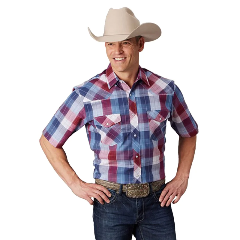 Men's western boots with a distressed leather finish for a rugged lookRoper Men's Red & White Plaid Short Sleeve Men's western boots with a distressed leather finish for a rugged lookRoper Men's Red & White Plaid Short Sleeve