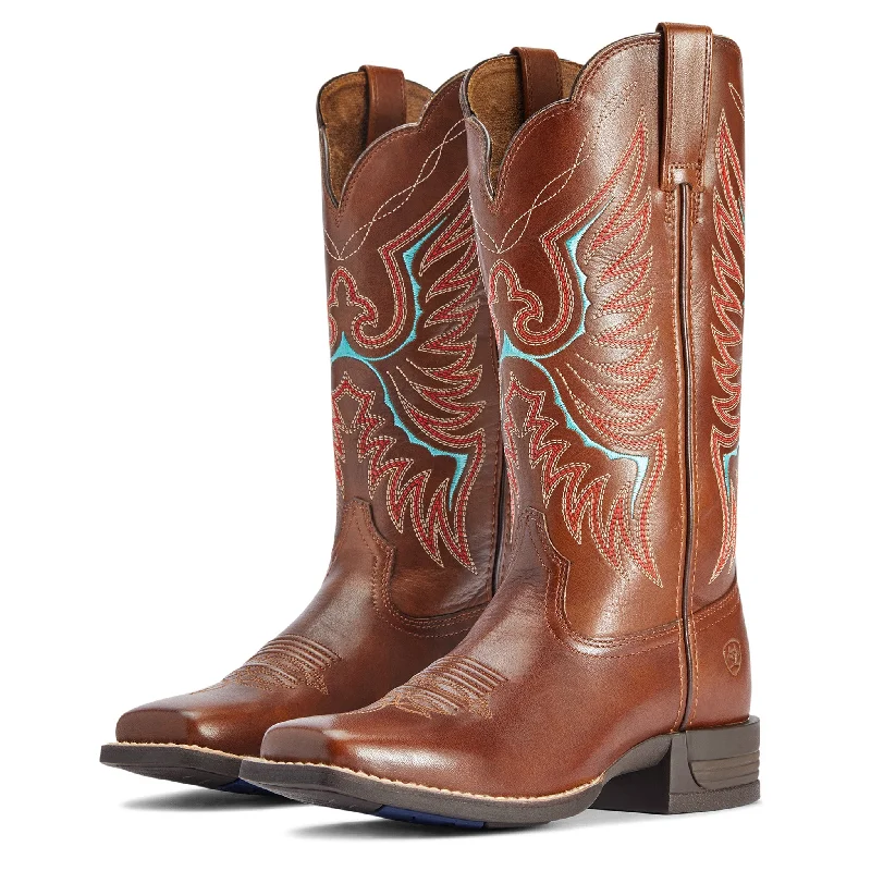 Men's western boots with a high - heeled design and a pointed toeAriat Women's Rockdale Distressed Brown Boots Men's western boots with a high - heeled design and a pointed toeAriat Women's Rockdale Distressed Brown Boots