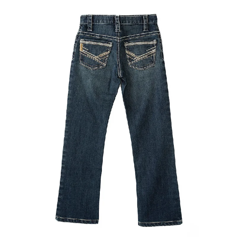 Men's western boots with a silver - toned hardware and accentsCinch Boy's Slim Dark Stone Wash Jeans