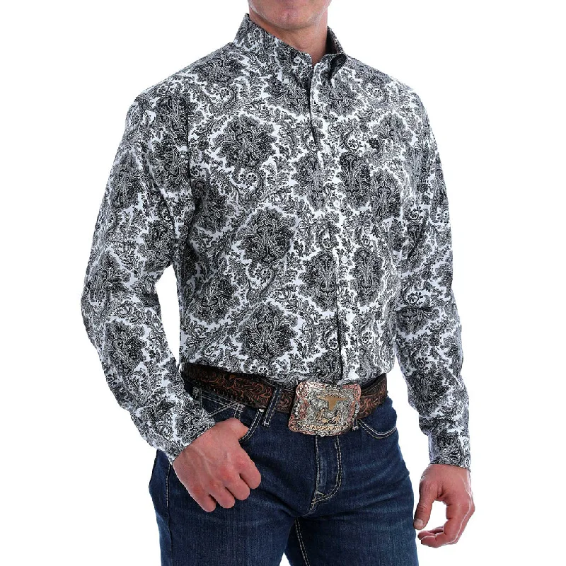 Men's western boots with a leather lining and a padded insoleCinch Men's Black & White Damask Print Long Sleeve Men's western boots with a leather lining and a padded insoleCinch Men's Black & White Damask Print Long Sleeve