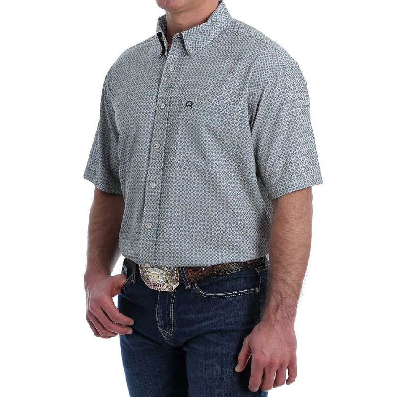 Men's western boots with a distressed leather finish for a rugged lookCinch Men's Light Blue Geo Print Short Sleeve Men's western boots with a distressed leather finish for a rugged lookCinch Men's Light Blue Geo Print Short Sleeve