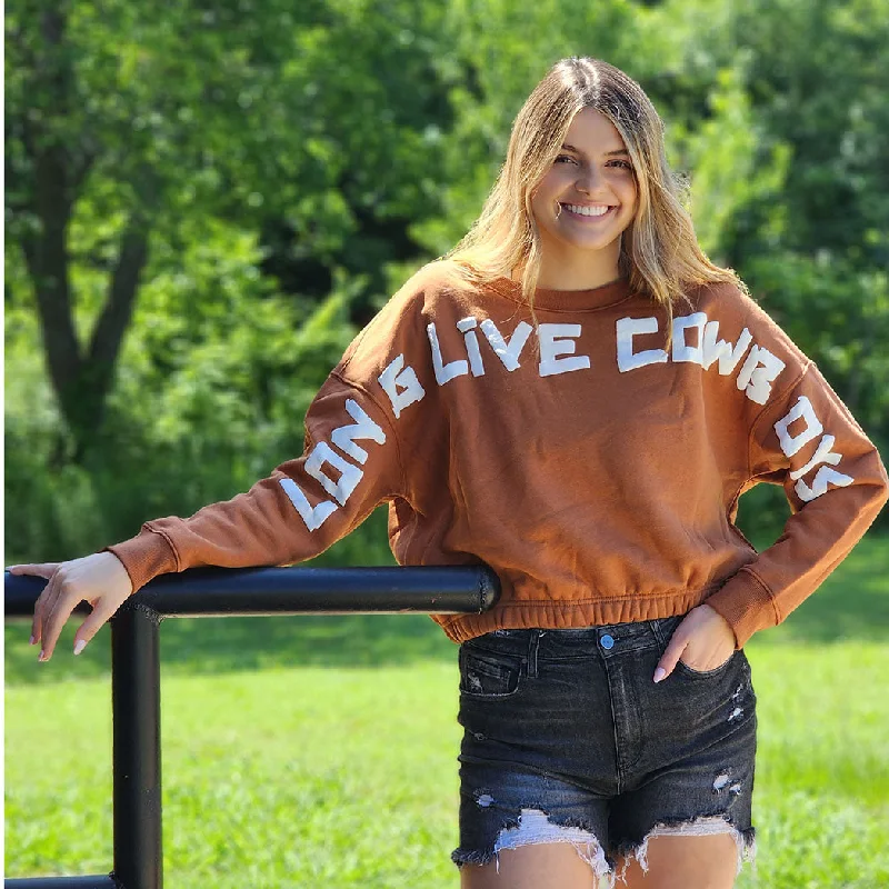 Men's western boots in a rich brown or black leatherWrangler Rust Long Live Cowboys Crop Sweatshirt Men's western boots in a rich brown or black leatherWrangler Rust Long Live Cowboys Crop Sweatshirt