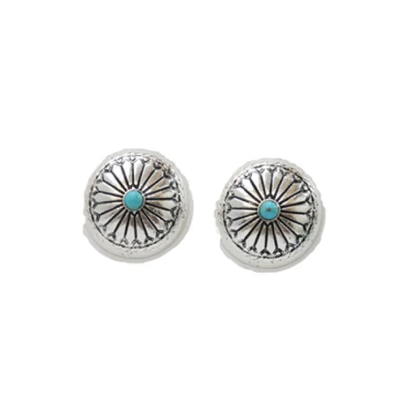 Men's western boots with a decorative concho belt and buckleWest and Co. Silver Round Concho Earrings Men's western boots with a decorative concho belt and buckleWest and Co. Silver Round Concho Earrings