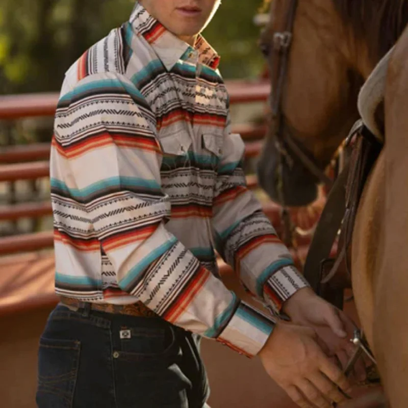 Men's western boots with a traditional western boot silhouette and a polished shineHooey Men's SOL Cream Serape Long Sleeve Men's western boots with a traditional western boot silhouette and a polished shineHooey Men's SOL Cream Serape Long Sleeve
