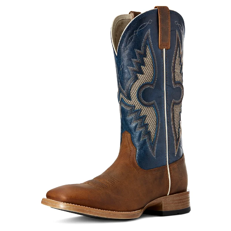 Men's western boots with a silver - toned hardware and accentsAriat Men's Sorrel & Blue VenTek Square Toe Boots Men's western boots with a silver - toned hardware and accentsAriat Men's Sorrel & Blue VenTek Square Toe Boots