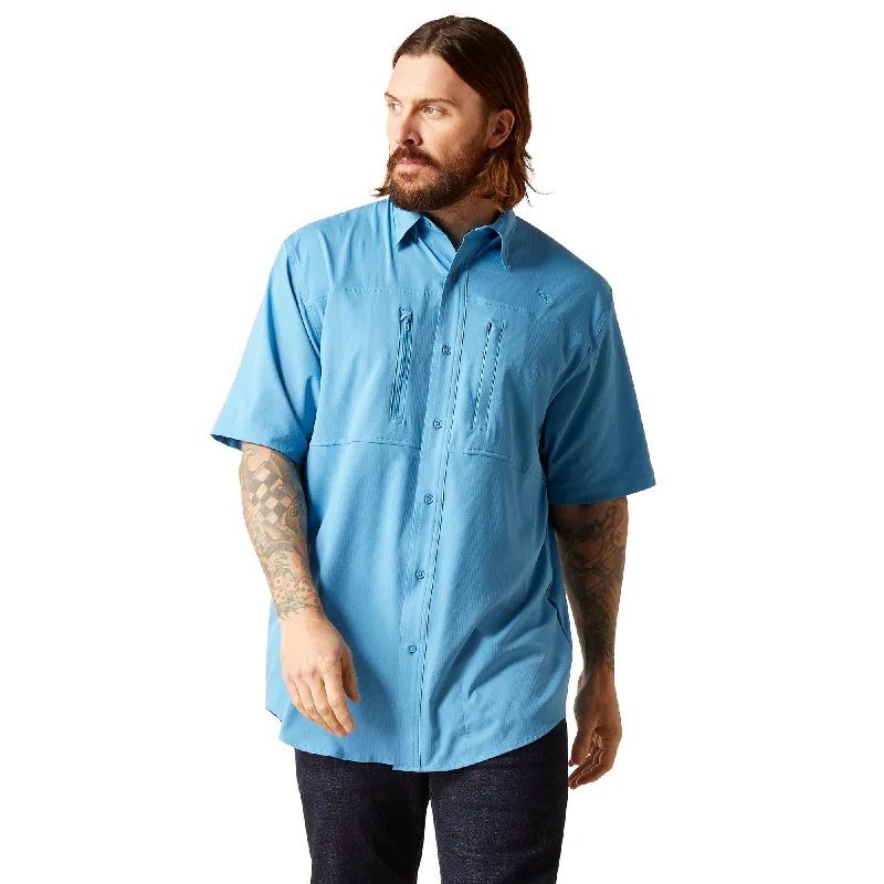 Men's western boots with a high - heeled design and a pointed toeAriat Men's VentTEK Short Sleeve Men's western boots with a high - heeled design and a pointed toeAriat Men's VentTEK Short Sleeve