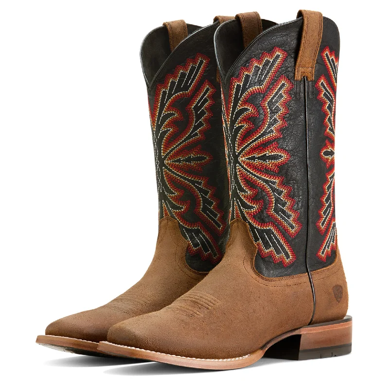 Men's western boots with a high - heeled design and a pointed toeAriat Men's Sting Weathered Brown Boots Men's western boots with a high - heeled design and a pointed toeAriat Men's Sting Weathered Brown Boots