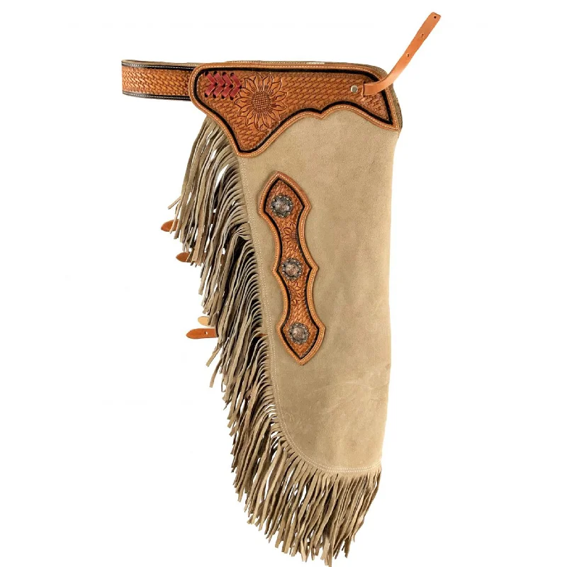 Men's western boots with a decorative inlay on the toe and heelShowman Adult Suede Chinks Men's western boots with a decorative inlay on the toe and heelShowman Adult Suede Chinks