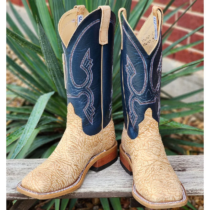 Men's western boots with a concho - studded strap and a pointed toeAnderson Bean Men's Tan Washed Shoulder Boots