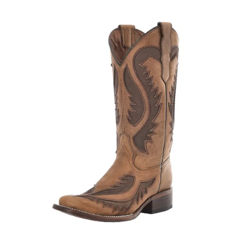 Men's western boots with a silver - toned hardware and accentsCorral Women's Tan & Chocolate Embroidered Inlay Boots Men's western boots with a silver - toned hardware and accentsCorral Women's Tan & Chocolate Embroidered Inlay Boots