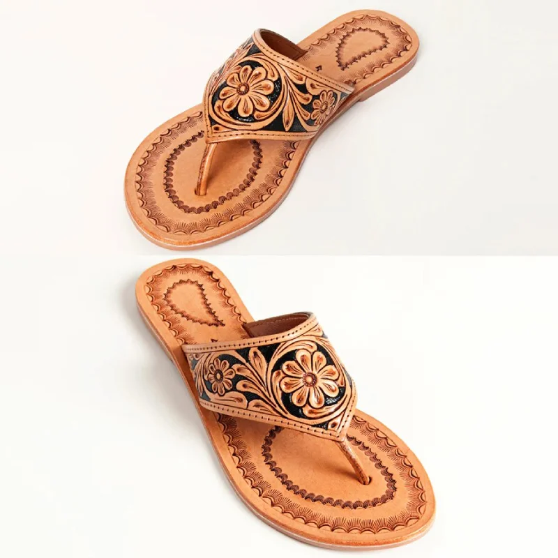Men's western boots with a decorative inlay on the toe and heelAmerican Darling Tooled Leather Flip Flop Men's western boots with a decorative inlay on the toe and heelAmerican Darling Tooled Leather Flip Flop