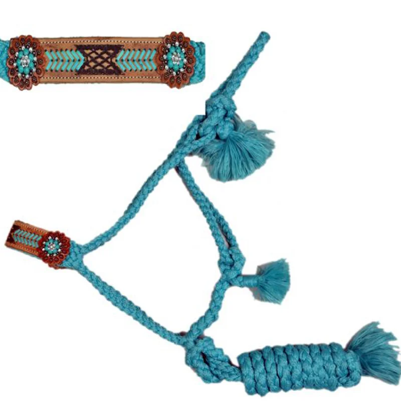 Men's genuine leather western boots with a snake - skin inlayShiloh Turquoise Mule Tape Halter Men's genuine leather western boots with a snake - skin inlayShiloh Turquoise Mule Tape Halter