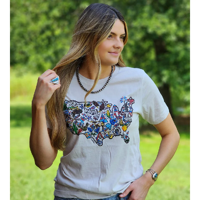 Men's western boots with a silver - toned hardware and accentsUSA Iconic Tee