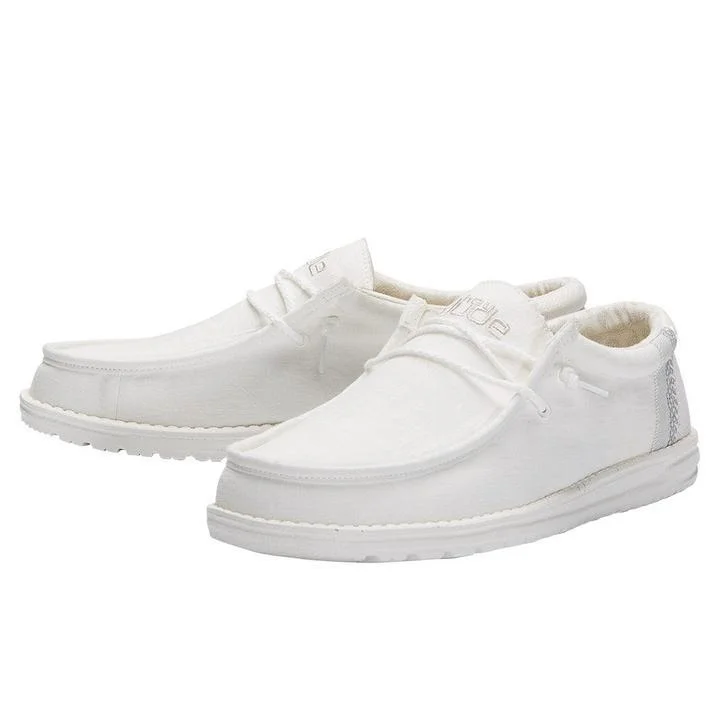 Men's western boots with a concho - studded strap and a pointed toeHey Dude Wally Linen Natural White Men's western boots with a concho - studded strap and a pointed toeHey Dude Wally Linen Natural White