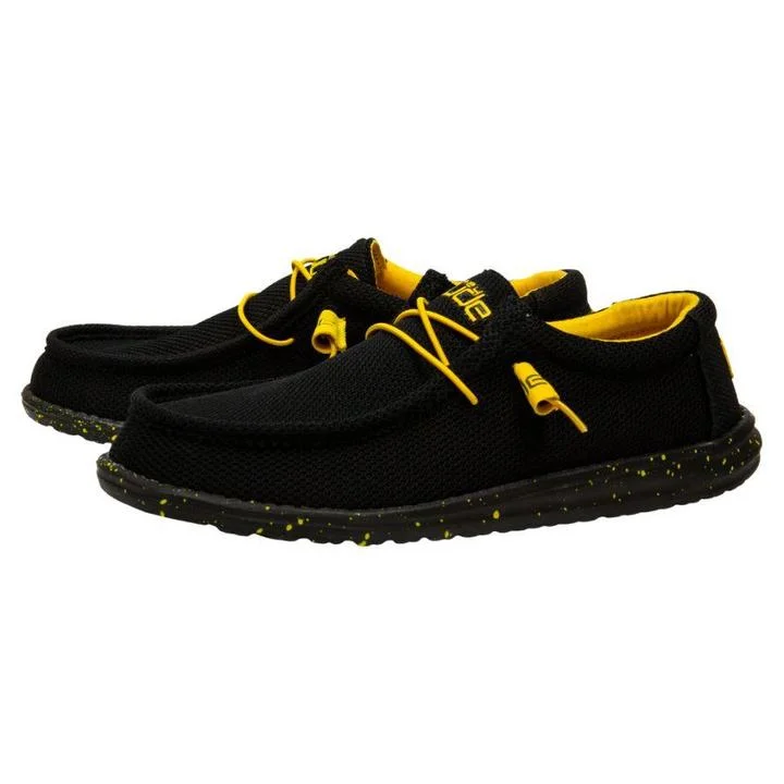 Men's western boots with a high - quality leather upper and a suede liningHey Dude Men's Wally Sox Black & Yellow Men's western boots with a high - quality leather upper and a suede liningHey Dude Men's Wally Sox Black & Yellow