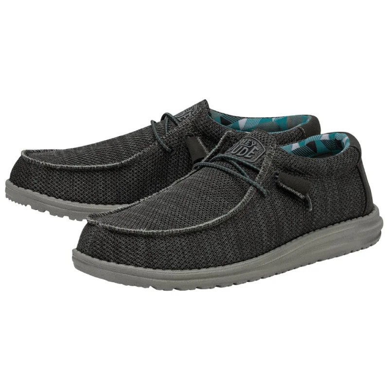 Men's western boots with a traditional western boot silhouette and a polished shineHey Dude Men's Charcoal Wally Sox Casual Shoe Men's western boots with a traditional western boot silhouette and a polished shineHey Dude Men's Charcoal Wally Sox Casual Shoe