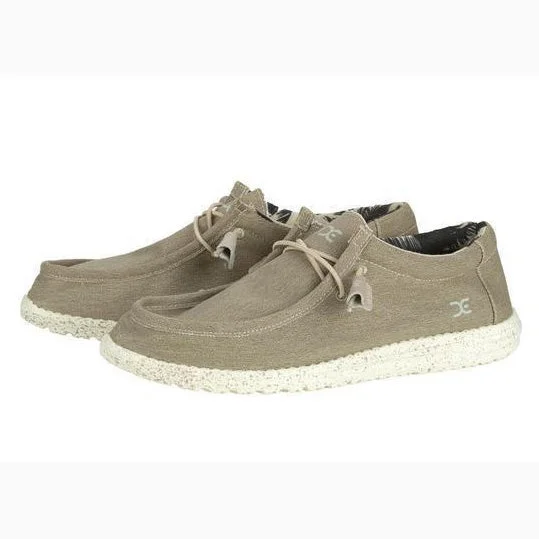 Men's western boots with a leather sole and a heel guardHey Dude Men's Beige Wally Stretch Casual Men's western boots with a leather sole and a heel guardHey Dude Men's Beige Wally Stretch Casual
