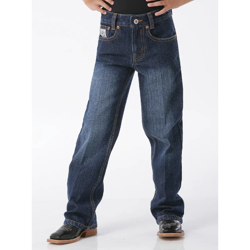 Men's western boots with a distressed leather finish for a rugged lookCinch Boys White Label Jeans