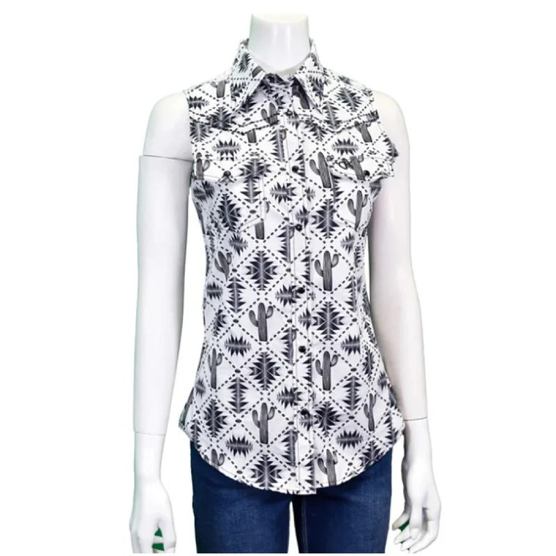 Men's western boots with a leather - wrapped heel and a smooth finishCowboy Hardware Women's White Aztec Saguaro Sleeveless Men's western boots with a leather - wrapped heel and a smooth finishCowboy Hardware Women's White Aztec Saguaro Sleeveless