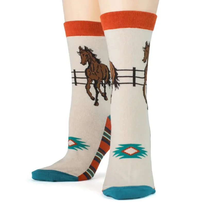 Men's western boots with a high - heeled design and a pointed toeWomens Horse Socks